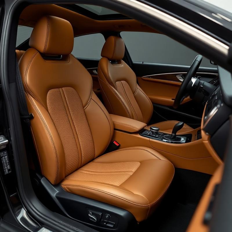 Tan leather car interior