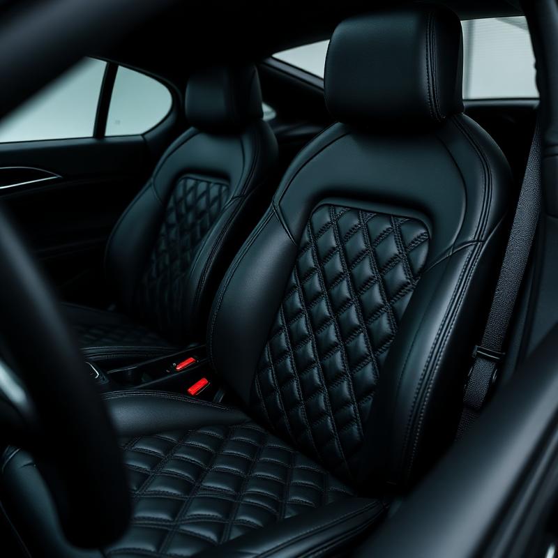 Quilted black leather car seats